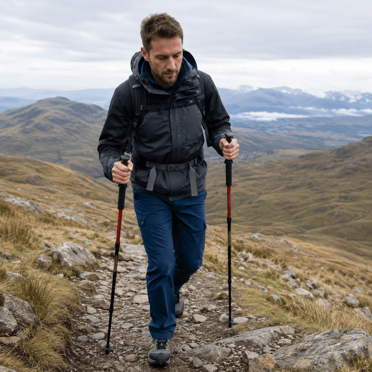 Cairnward-Outdoor foldable telescopic hiking pole with T handle adjustable