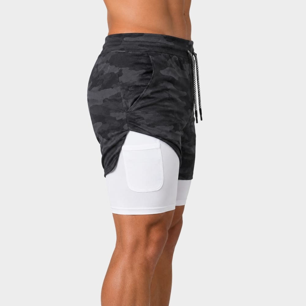Cairnward-Outdoor mens 2 in 1 running shorts quick dry gym workout shorts