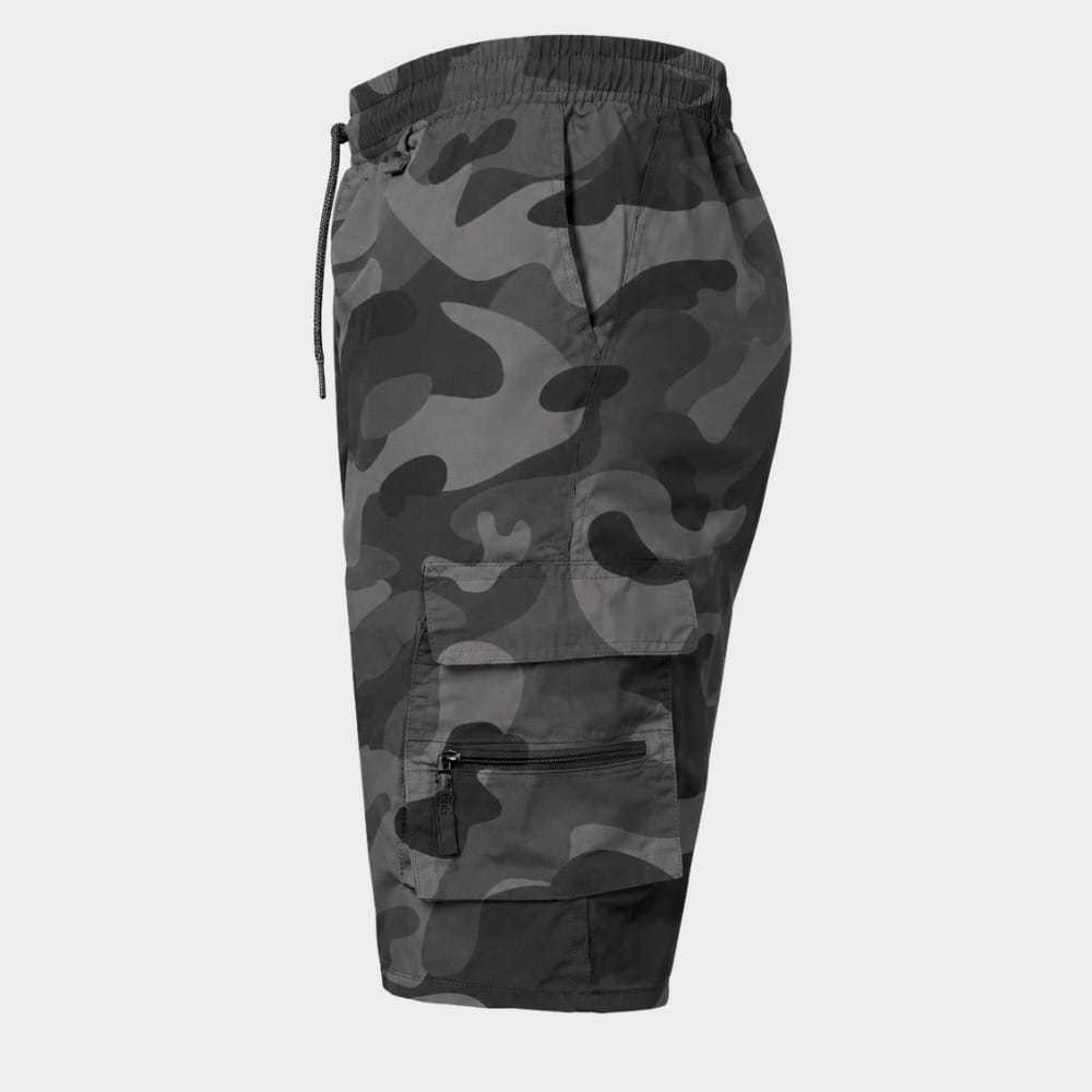 Cairnward-Outdoor mens camouflage cargo shorts elastic waist multi pocket