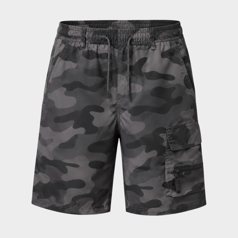 Cairnward-Outdoor mens camouflage cargo shorts elastic waist multi pocket