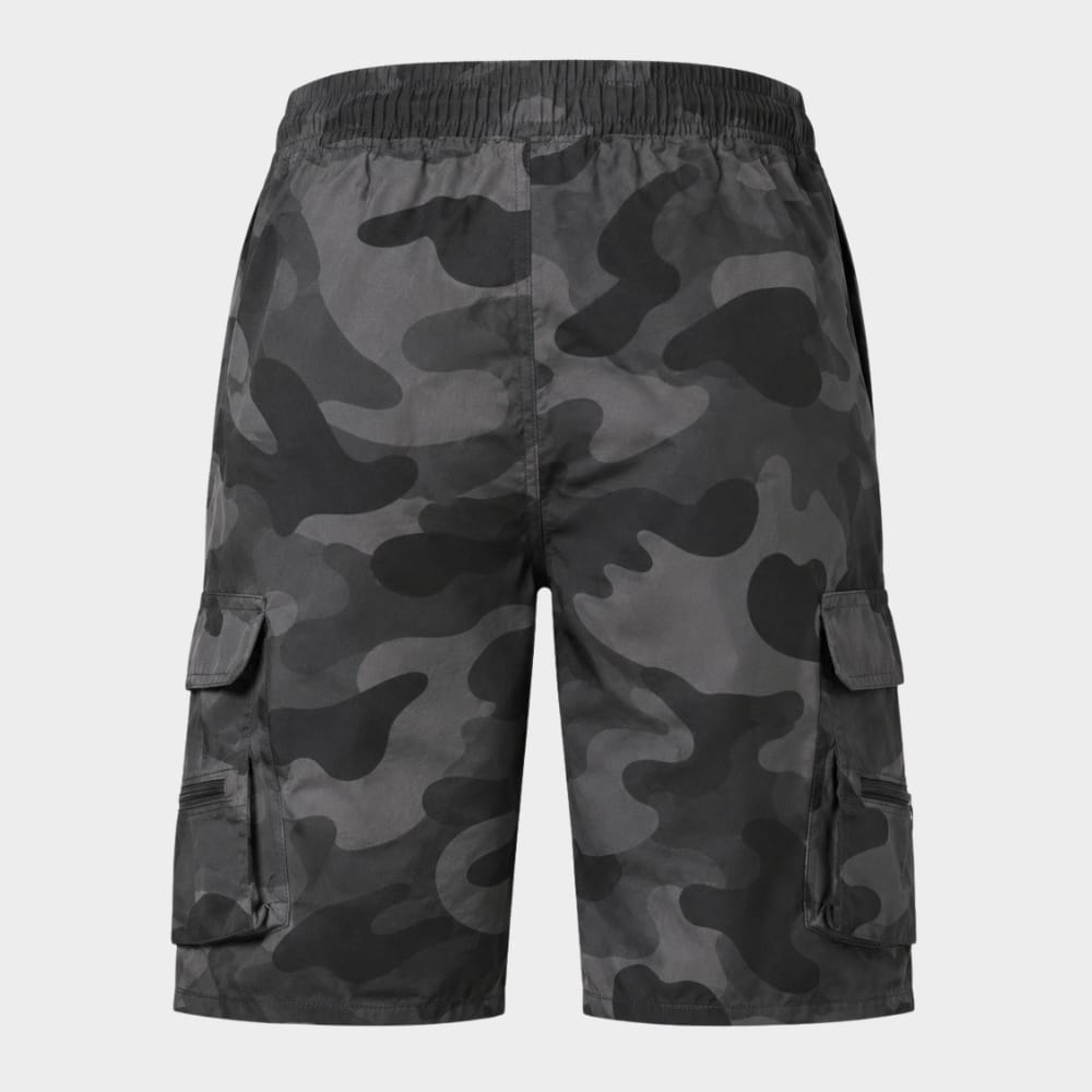 Cairnward-Outdoor mens camouflage cargo shorts elastic waist multi pocket