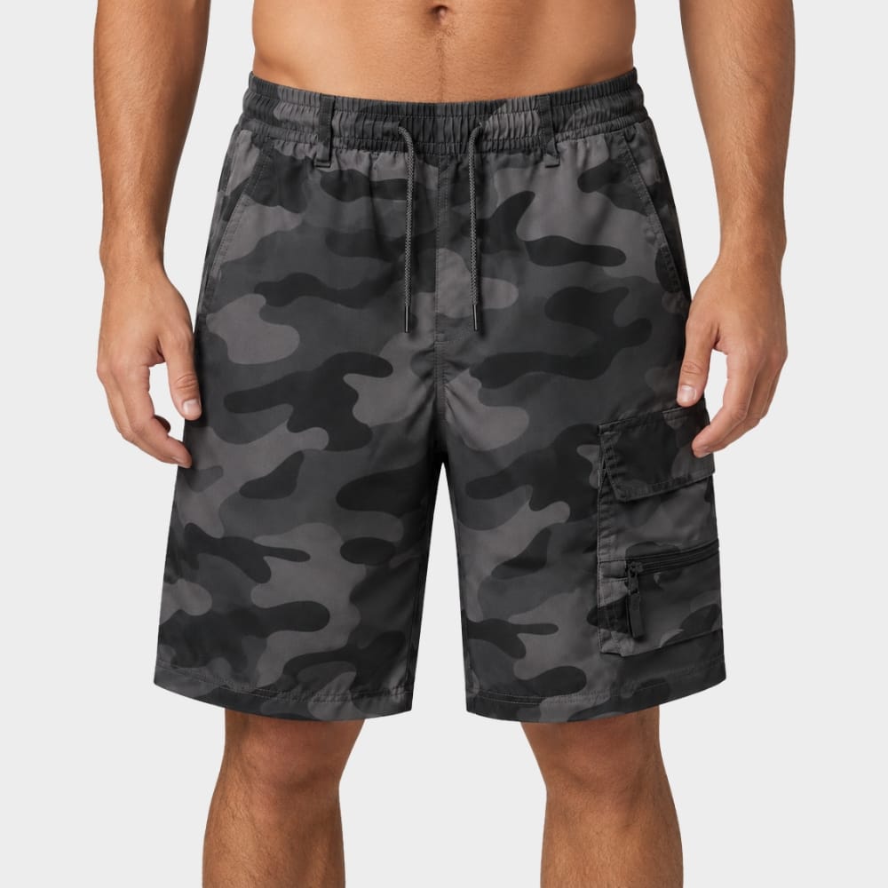 Cairnward-Outdoor mens camouflage cargo shorts elastic waist multi pocket