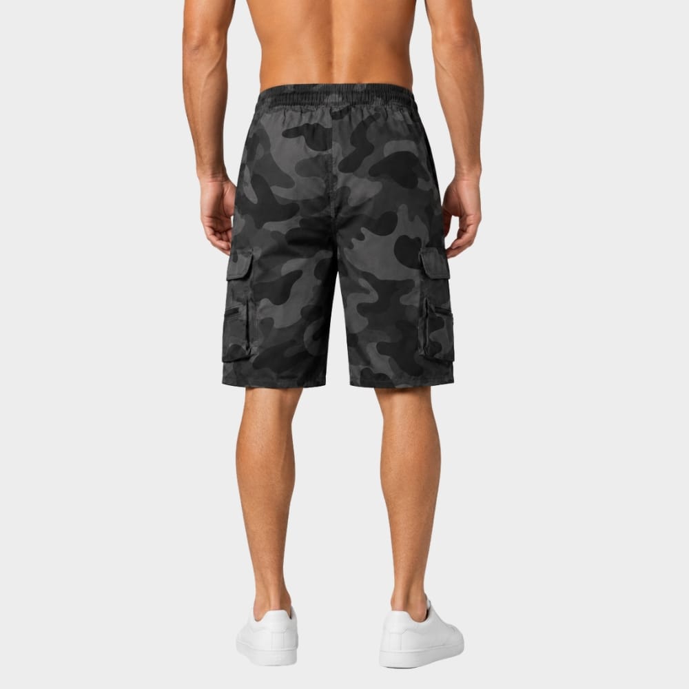 Cairnward-Outdoor mens camouflage cargo shorts elastic waist multi pocket