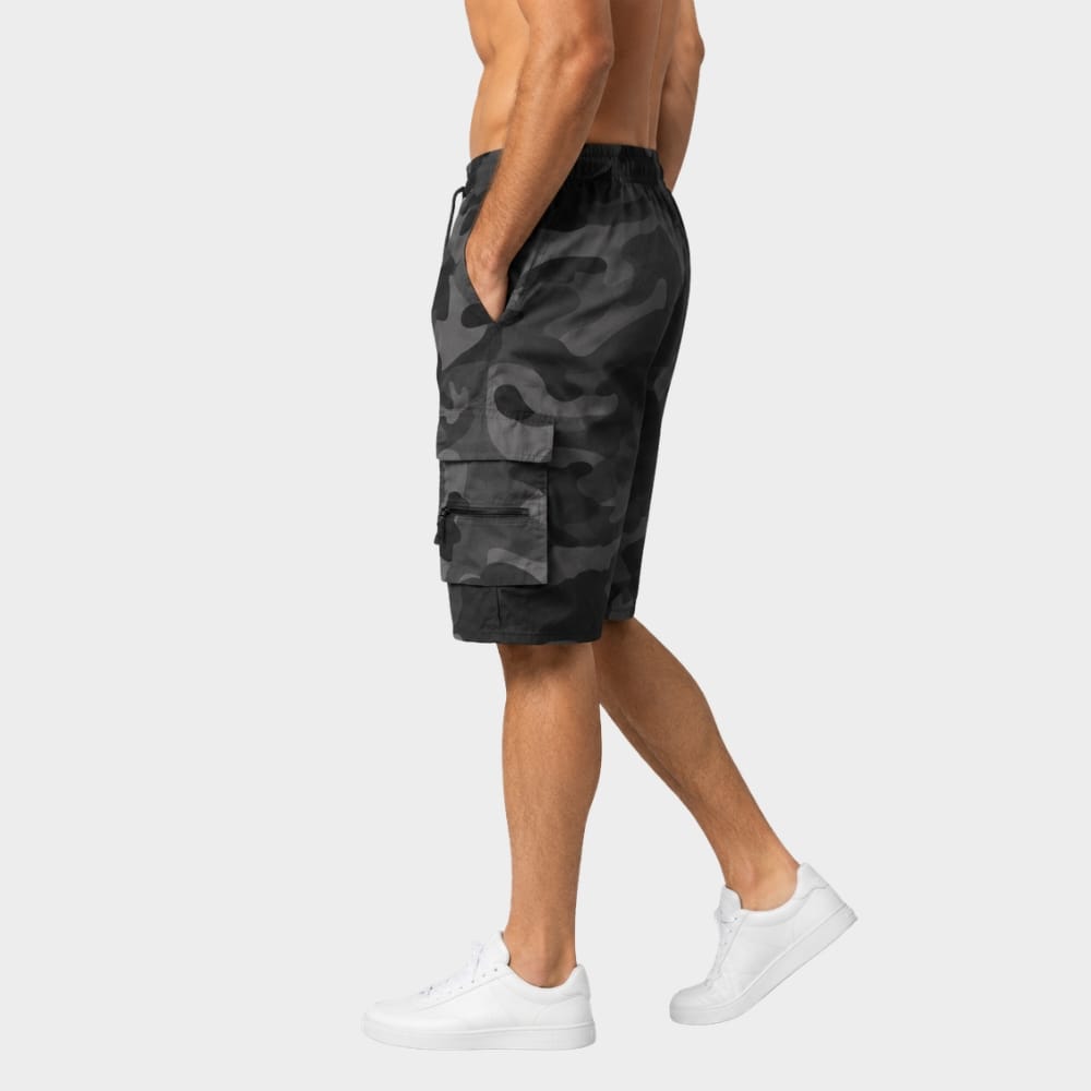 Cairnward-Outdoor mens camouflage cargo shorts elastic waist multi pocket