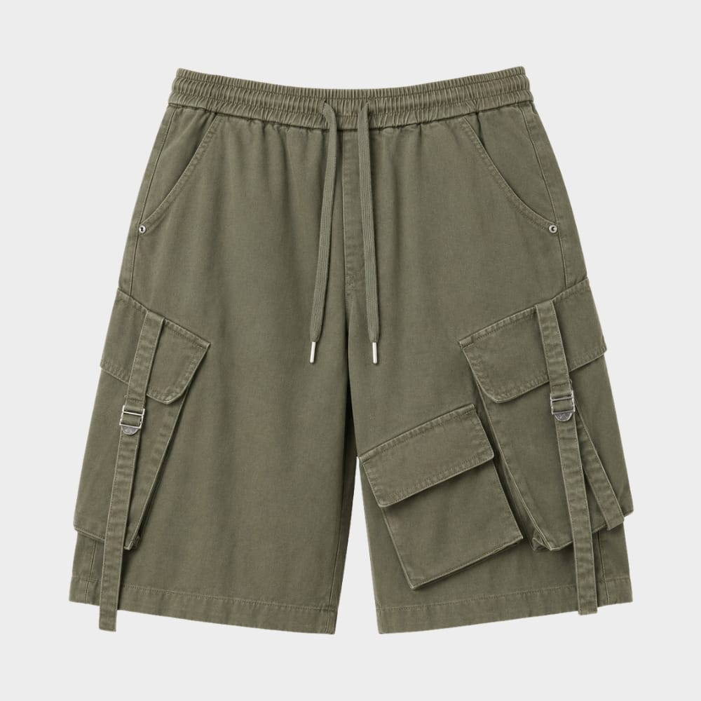 Cairnward-Outdoor mens loose fit cargo shorts elastic waist multi pocket