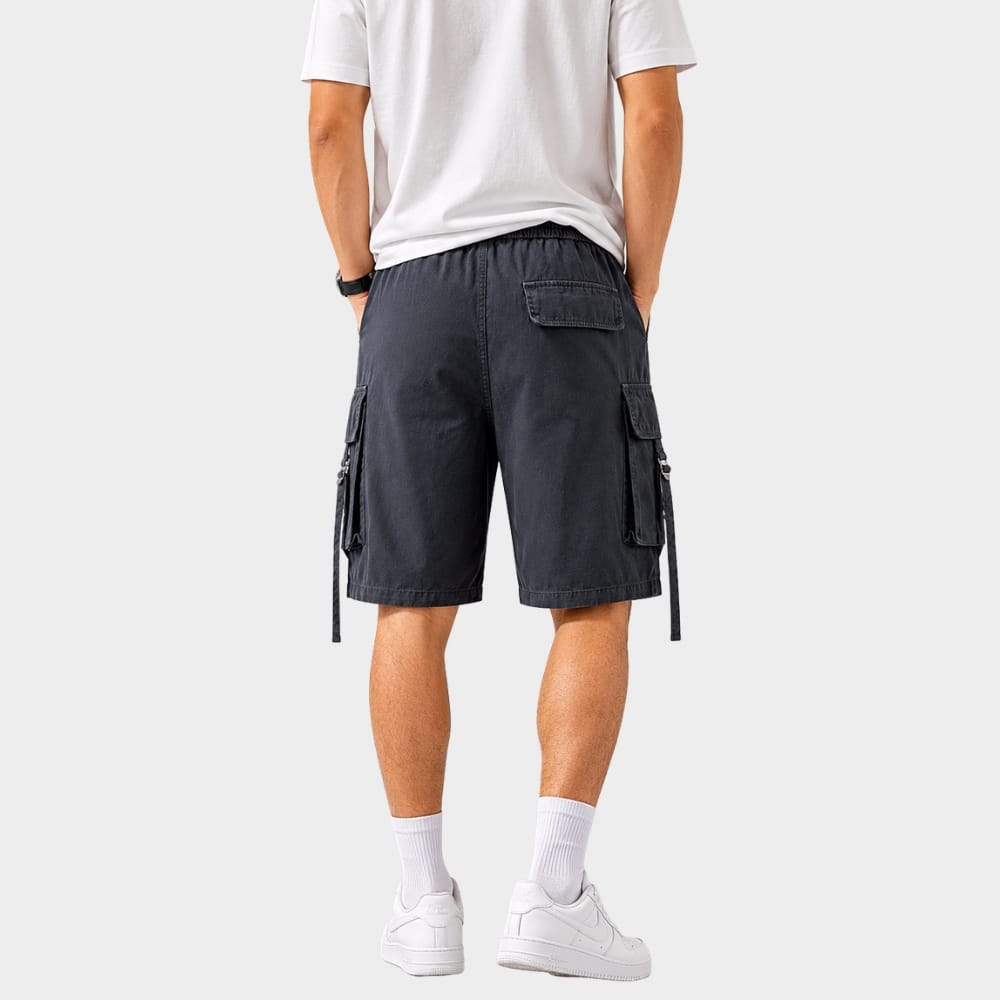 Cairnward-Outdoor mens loose fit cargo shorts elastic waist multi pocket