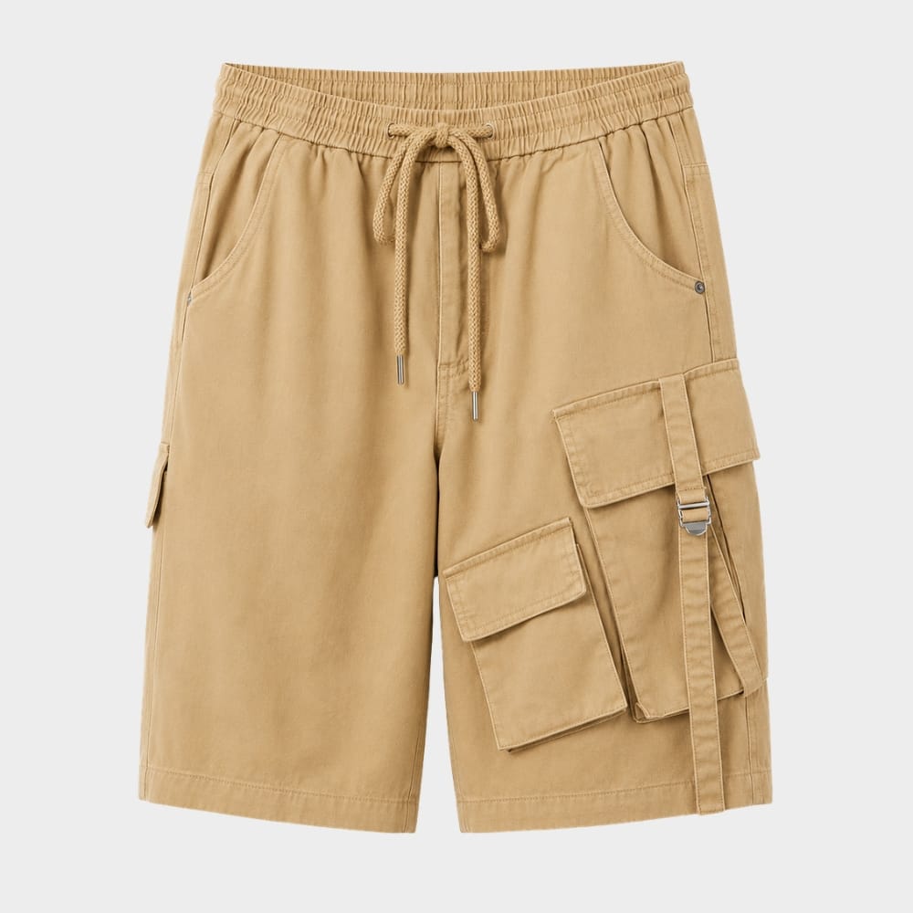 Cairnward-Outdoor mens loose fit cargo shorts elastic waist multi pocket