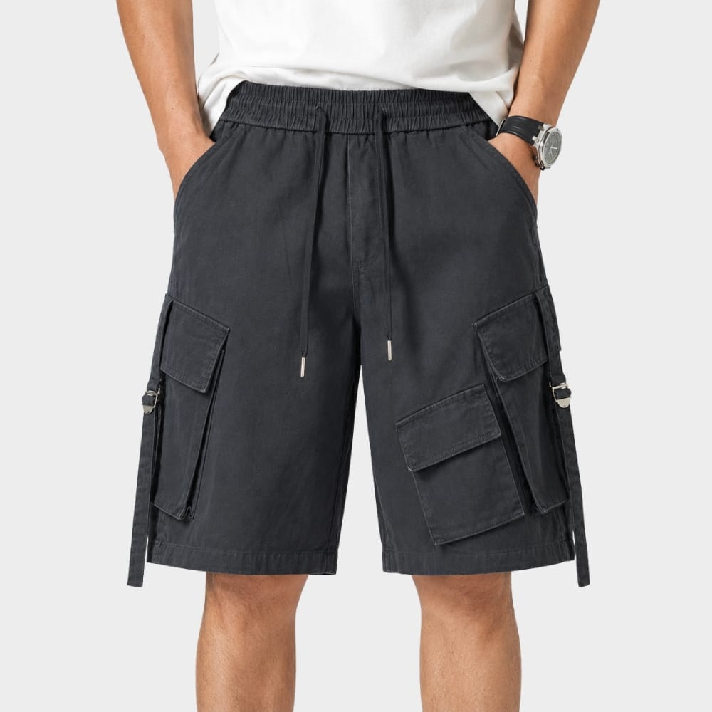 Cairnward-Outdoor mens loose fit cargo shorts elastic waist multi pocket