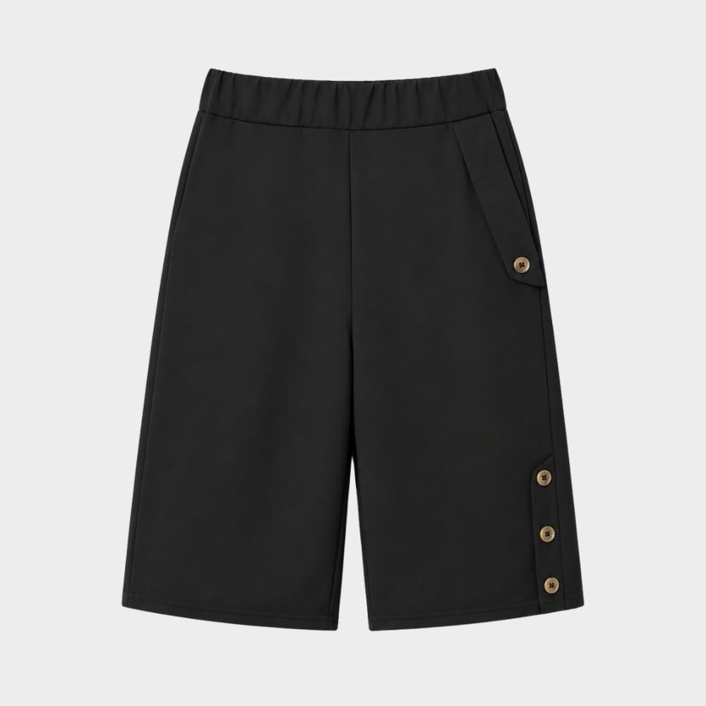 Cairnward-Outdoor womens high waist knee length loose shorts with side buttons