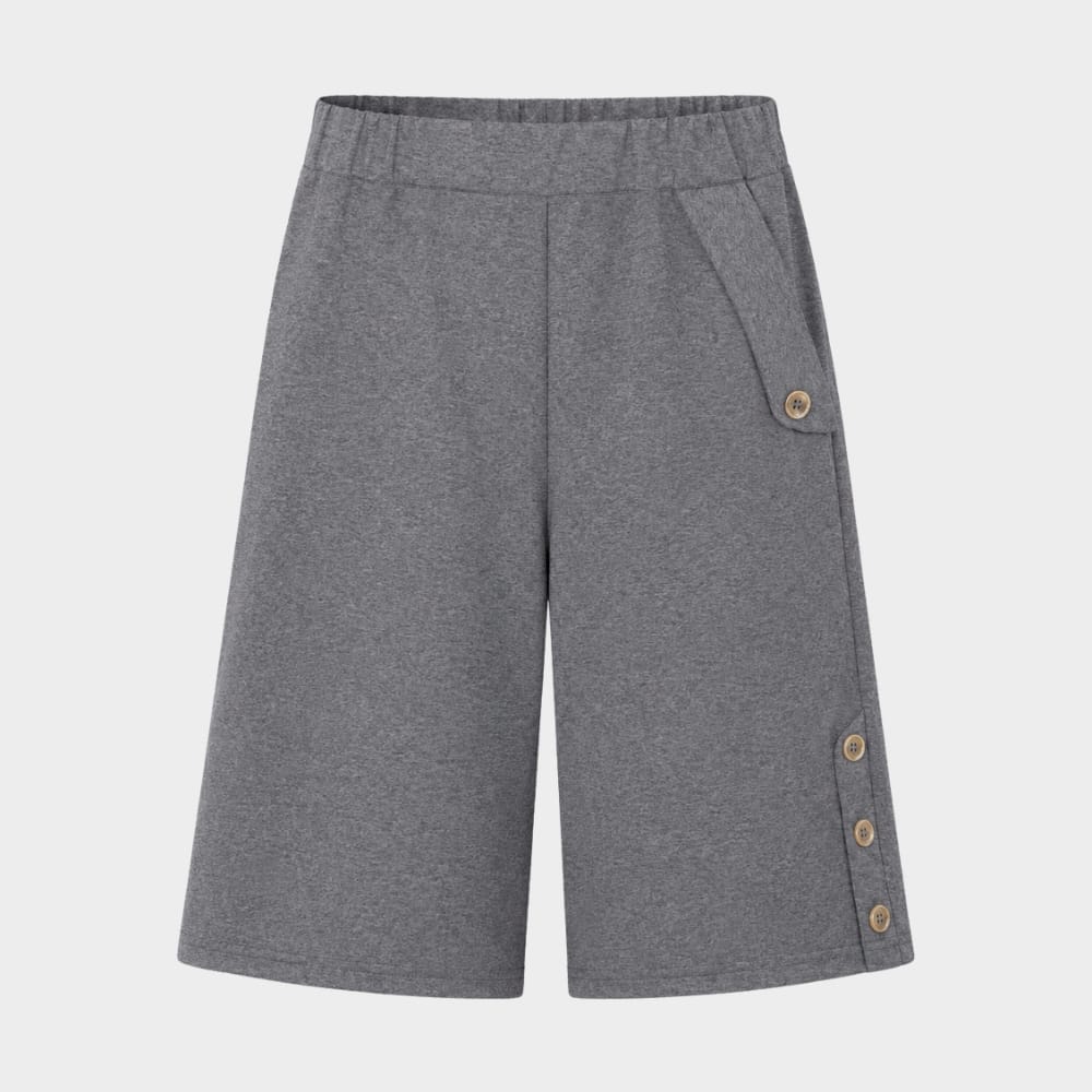 Cairnward-Outdoor womens high waist knee length loose shorts with side buttons