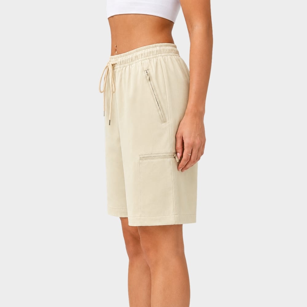 Cairnward-Outdoor womens hiking cargo shorts high waist zipper pockets