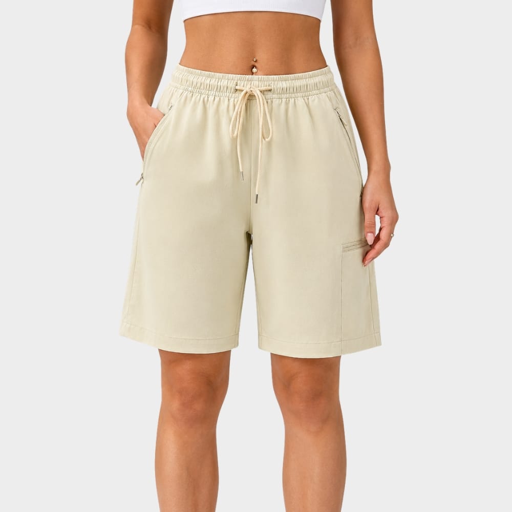 Cairnward-Outdoor womens hiking cargo shorts high waist zipper pockets